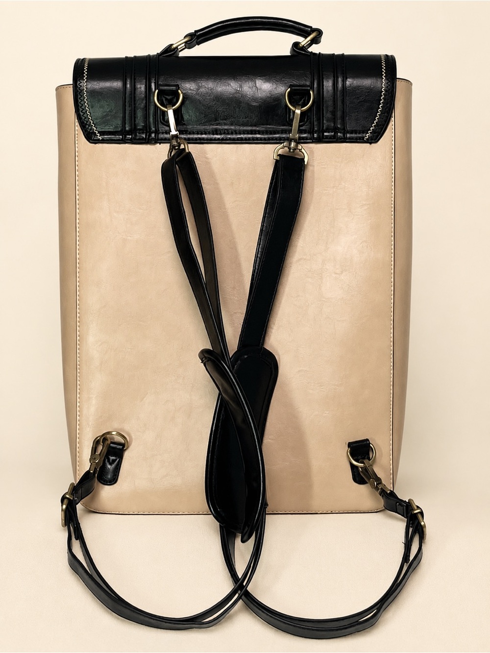 🖤📚 ECOSUSI Black + Beige Convertible 15.6-Inch Laptop Satchel Backpack - Picture 4 of 10